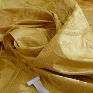 100% Silk Damask Peony River -  Curry Gold