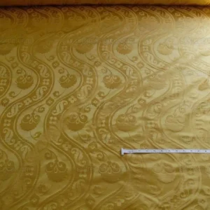 100% Silk Damask Peony River -  Curry Gold