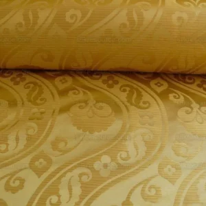 100% Silk Damask Peony River -  Curry Gold