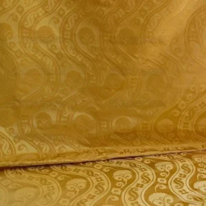 100% Silk Damask Peony River -  Curry Gold