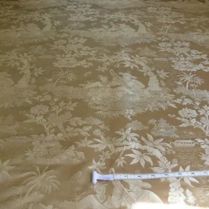 Bty 100% Silk Damask Chinoiserie Music Garden "whitegold"