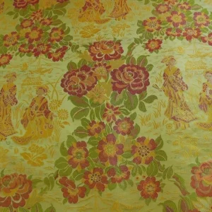 100%SILK LAMPAS MADAME BUTTERFLY "FLORA" GREEN 100%SILK LAMPAS MADAME BUTTERFLY "FLORA" GREEN