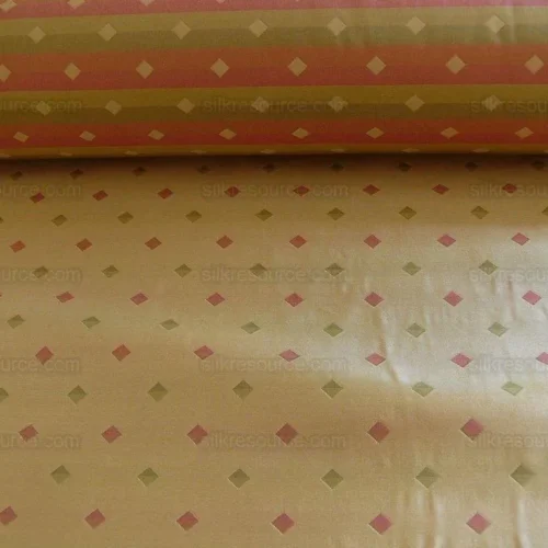 100% SILK LAMPAS DIAMOND DOT "TUSCANA" YELLOW PINK SAGE 100% SILK LAMPAS DIAMOND DOT "TUSCANA" YELLOW PINK SAGE