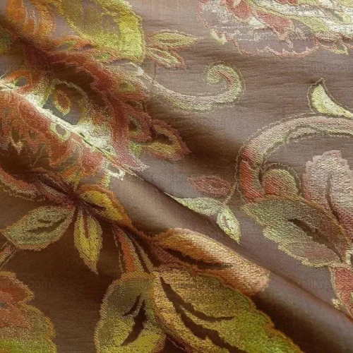 RM COCO 100% SILK LAMPAS GILDED PAISLEY "JAVA" BROWN RM COCO 100% SILK LAMPAS GILDED PAISLEY "JAVA" BROWN