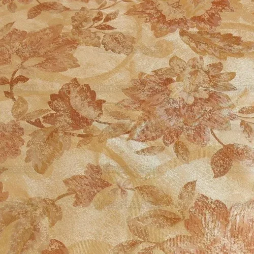 RM COCO 100% SILK LAMPAS AUTUMN TRI-LEAF FLOWER "CINNAMON" BROWN RM COCO 100% SILK LAMPAS AUTUMN TRI-LEAF FLOWER "CINNAMON" BROWN
