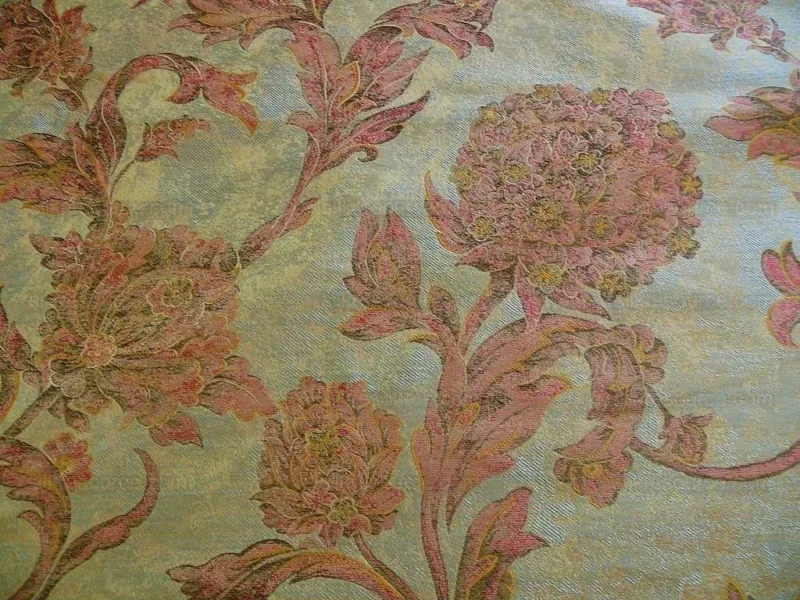 100% SILK LAMPAS LARGE PEONY PAISLEY "ETRUSCAN" BLUE 100% SILK LAMPAS LARGE PEONY PAISLEY "ETRUSCAN" BLUE