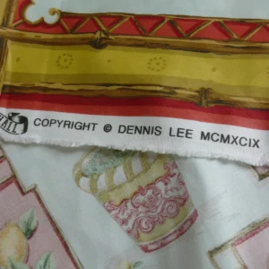 Tyler Hall "lemoncello" Lemon Tree Mandarin Bamboo Red Lattice On Cotton Satin Orangery Greenhouse by Dennis Lee