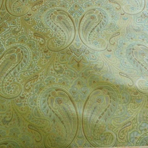 100% SILK LAMPAS SMALL JEWELLED PAISLEY "TOURMALINE" GREEN 100% SILK LAMPAS SMALL JEWELLED PAISLEY "TOURMALINE" GREEN