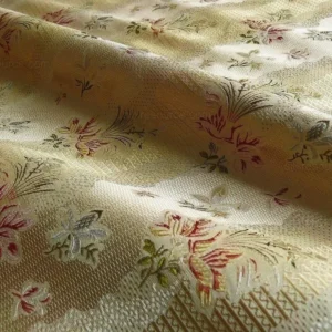 P1230560.jpg 100%silk Lampas Garden Trail French Lace Creamy Gold MSRP USD 300+