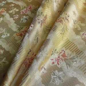 P1230561.jpg 100%silk Lampas Garden Trail French Lace Creamy Gold MSRP USD 300+