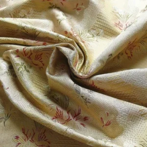 P1230562.jpg 100%silk Lampas Garden Trail French Lace Creamy Gold MSRP USD 300+