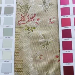 P1230572.jpg 100%silk Lampas Garden Trail French Lace Creamy Gold MSRP USD 300+