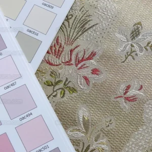 P1230573.jpg 100%silk Lampas Garden Trail French Lace Creamy Gold MSRP USD 300+