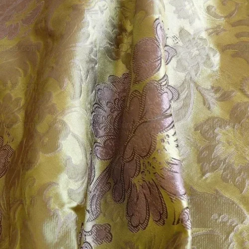 100% SILK LAMPAS PEONY PAISLEY "LILAC" PURPLE