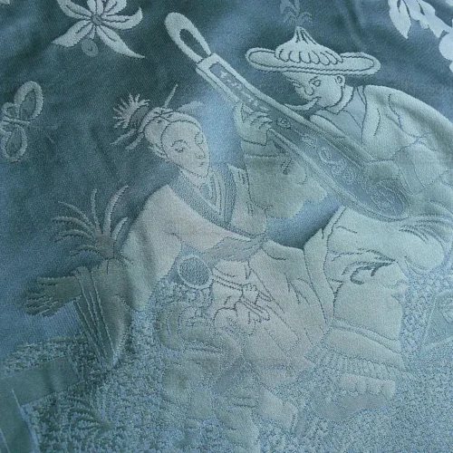 100% SILK DAMASK CHINOISERIE MUSIC GARDEN "ASPEN" TURQUOISE BTY 100% SILK DAMASK CHINOISERIE MUSIC GARDEN "ASPEN" TURQUOISE BTY