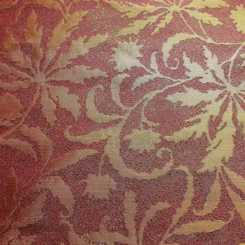 100% SILK JAQUARD PALM LEAF "BRANCH" RED 100% SILK JAQUARD PALM LEAF "BRANCH" RED