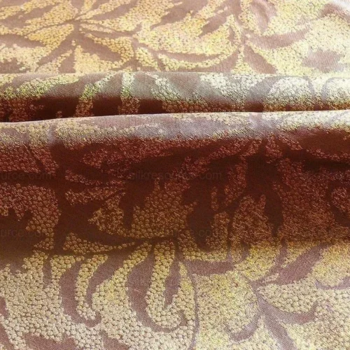 100% SILK JAQUARD PALM LEAF "AUTUMN" BROWN 100% SILK JAQUARD PALM LEAF "AUTUMN" BROWN