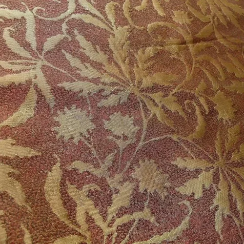 100% SILK JAQUARD PALM LEAF "REDWOOD" RED 100% SILK JAQUARD PALM LEAF "REDWOOD" RED
