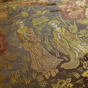 100%SILK LAMPAS MADAME BUTTERFLY "SUNFLOWER" BROWN 100%SILK LAMPAS MADAME BUTTERFLY "SUNFLOWER" BROWN