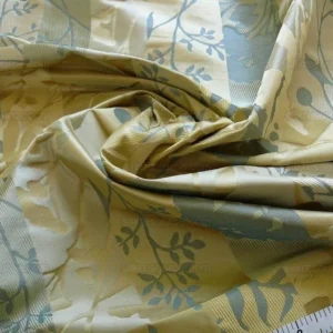 P1240383.jpg High End Art Nouveau100% Silk Lampas Botanical Silhouette Rectangles "spring" Gold Blue Green