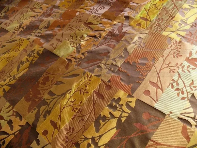 100% SILK LAMPAS BOTANICAL SILHOUETTE RECTANGLES "BRANCH" BROWN 100% SILK LAMPAS BOTANICAL SILHOUETTE RECTANGLES "BRANCH" BROWN