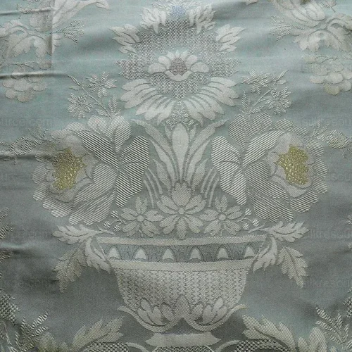 100%SILK DAMASK LISERE Renaissance ROSE URN "ASPEN" BLUE 100%SILK DAMASK LISERE Renaissance ROSE URN "ASPEN" BLUE