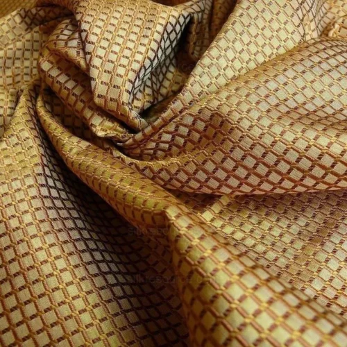 100% SILK JACQUARD DASHED SQUARE TEXTURE "SPICE" BROWN 100% SILK JACQUARD DASHED SQUARE TEXTURE "SPICE" BROWN