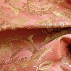 P1240982.jpg Rm Coco 100%silk Lampas Gilded Paisley Rose Brick Red Green Gold MSRP USD 267.90/Y