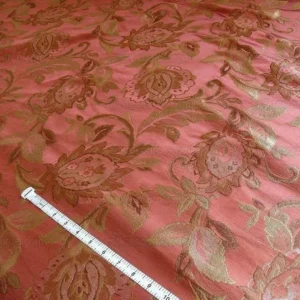 P1240983.jpg Rm Coco 100%silk Lampas Gilded Paisley Rose Brick Red Green Gold MSRP USD 267.90/Y