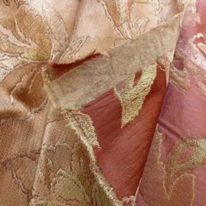 P1240985.jpg Rm Coco 100%silk Lampas Gilded Paisley Rose Brick Red Green Gold MSRP USD 267.90/Y
