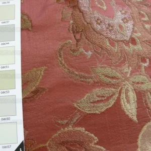 P1240987.jpg Rm Coco 100%silk Lampas Gilded Paisley Rose Brick Red Green Gold MSRP USD 267.90/Y