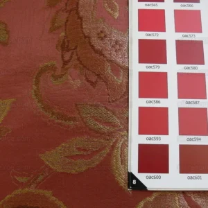 P1240988.jpg Rm Coco 100%silk Lampas Gilded Paisley Rose Brick Red Green Gold MSRP USD 267.90/Y