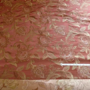 P1240989.jpg Rm Coco 100%silk Lampas Gilded Paisley Rose Brick Red Green Gold MSRP USD 267.90/Y