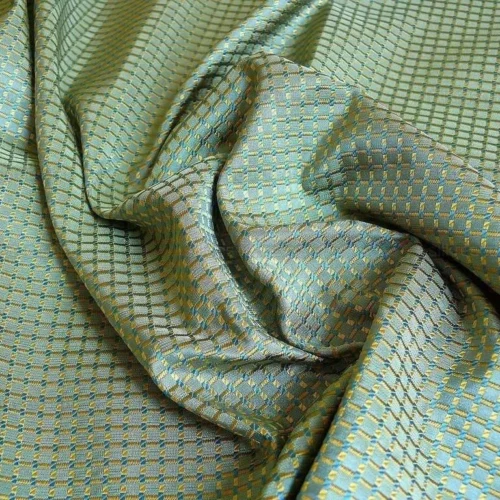 100% SILK JACQUARD DASHED SQUARE TEXTURE "EMPIRE"AQUA BLUE-GREEN 100% SILK JACQUARD DASHED SQUARE TEXTURE "EMPIRE"AQUA BLUE-GREEN