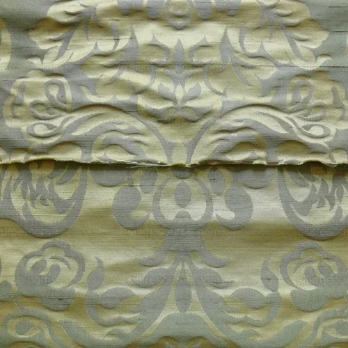 100% SILK DAMASK RAW TEXTURE FLORAL "SAXON GREEN" 100% SILK DAMASK RAW TEXTURE FLORAL "SAXON GREEN"