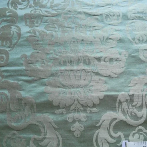 100% SILK DAMASK RAW TEXTURE FLORAL "BIJOU BLUE" 100% SILK DAMASK RAW TEXTURE FLORAL "BIJOU BLUE"