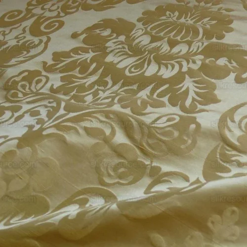 100% SILK DAMASK RAW TEXTURE FLORAL "CREAM PUFF" GOLD 100% SILK DAMASK RAW TEXTURE FLORAL "CREAM PUFF" GOLD