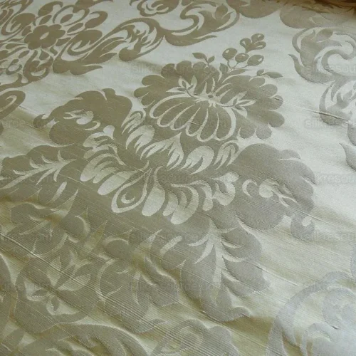 100% SILK DAMASK RAW TEXTURE FLORAL "VANILLA" ECRU 100% SILK DAMASK RAW TEXTURE FLORAL "VANILLA" ECRU
