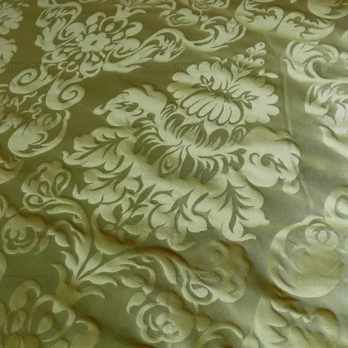 100% SILK DAMASK RAW TEXTURE FLORAL "FOGGY GREEN" 100% SILK DAMASK RAW TEXTURE FLORAL "FOGGY GREEN"