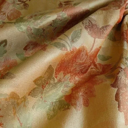 RM COCO 100% SILK LAMPAS AUTUMN TRI-LEAF FLOWER "MONARCH" GOLD RM COCO 100% SILK LAMPAS AUTUMN TRI-LEAF FLOWER "MONARCH" GOLD