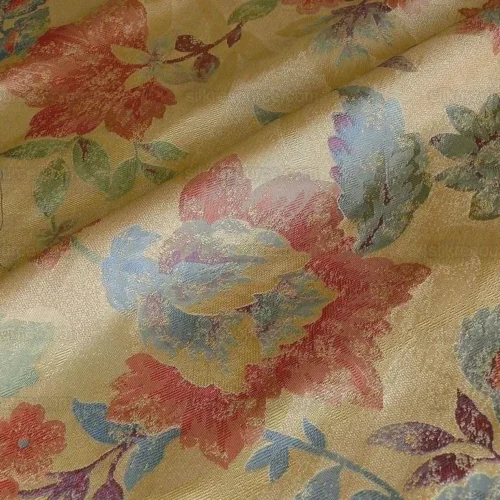 RM COCO100%SILK LAMPAS AUTUMN TRI-LEAF FLOWER "MIXED BERRY" GOLD RM COCO100%SILK LAMPAS AUTUMN TRI-LEAF FLOWER "MIXED BERRY" GOLD