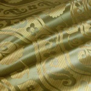 100%SILK DAMASK PEONY RIVER "PALM" GREEN 100%SILK DAMASK PEONY RIVER "PALM" GREEN