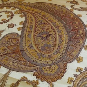 SUPERB WEIGHT SILK LAMPAS LARGE PAISLEY "RAW UMBER" TAN SUPERB WEIGHT SILK LAMPAS LARGE PAISLEY "RAW UMBER" TAN