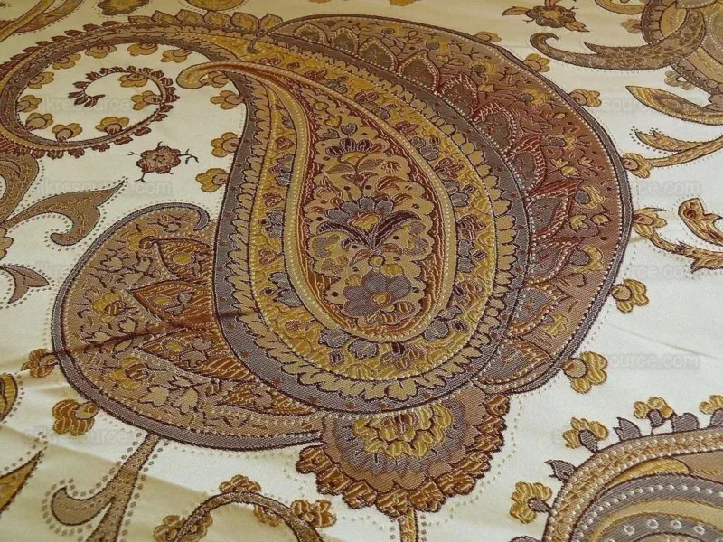 SUPERB WEIGHT SILK LAMPAS LARGE PAISLEY "RAW UMBER" TAN SUPERB WEIGHT SILK LAMPAS LARGE PAISLEY "RAW UMBER" TAN