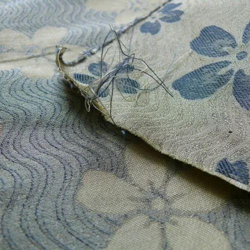 100% SILK DAMASK CHERRY BLOSSOM "MYSTIC" BLUE BTY 100% SILK DAMASK CHERRY BLOSSOM "MYSTIC" BLUE BTY