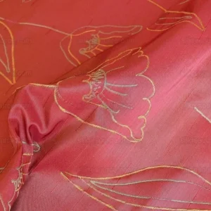 100% SILK LAMPAS TULIP "RED" 100% SILK LAMPAS TULIP "RED"