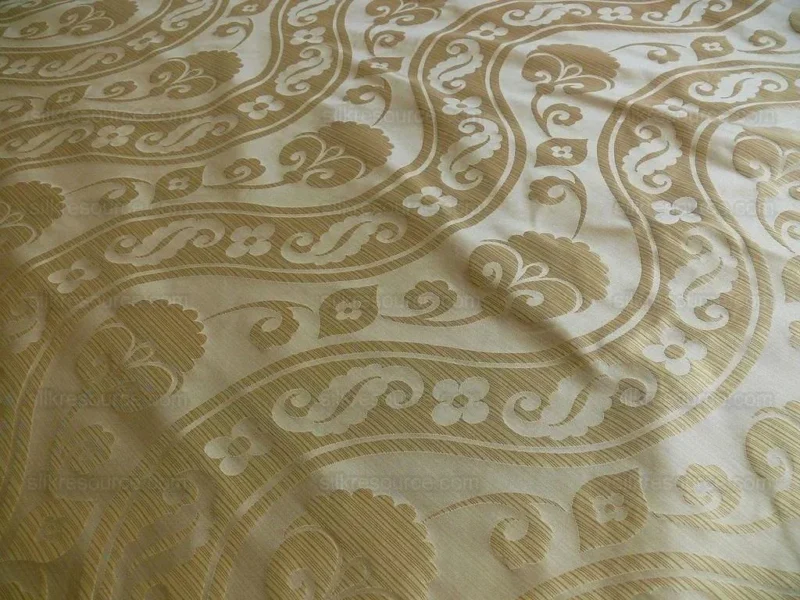 100%SILK DAMASK PEONY RIVER "TOFFEE" TAN 100%SILK DAMASK PEONY RIVER "TOFFEE" TAN
