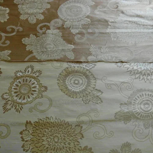 100% SILK JACQUARD RETRO MUM "CHAMPAGNE" TAN 100% SILK JACQUARD RETRO MUM "CHAMPAGNE" TAN