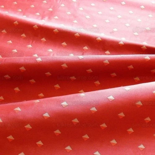 100% SILK LAMPAS DIAMOND DOT "SUNSET" RED 100% SILK LAMPAS DIAMOND DOT "SUNSET" RED