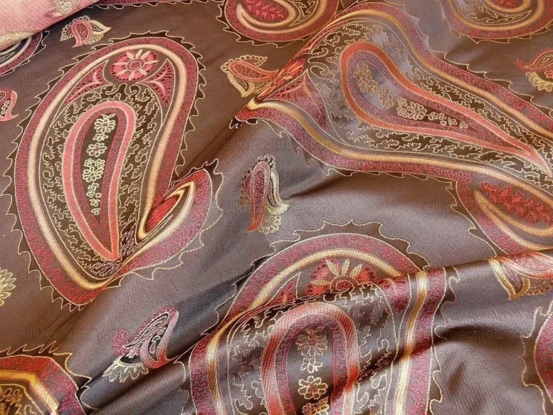 100% SILK JACQUARD FIRE-AGE PAISLEY "COFFEE" BROWN 100% SILK JACQUARD FIRE-AGE PAISLEY "COFFEE" BROWN